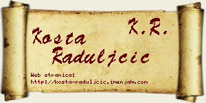 Kosta Raduljčić vizit kartica